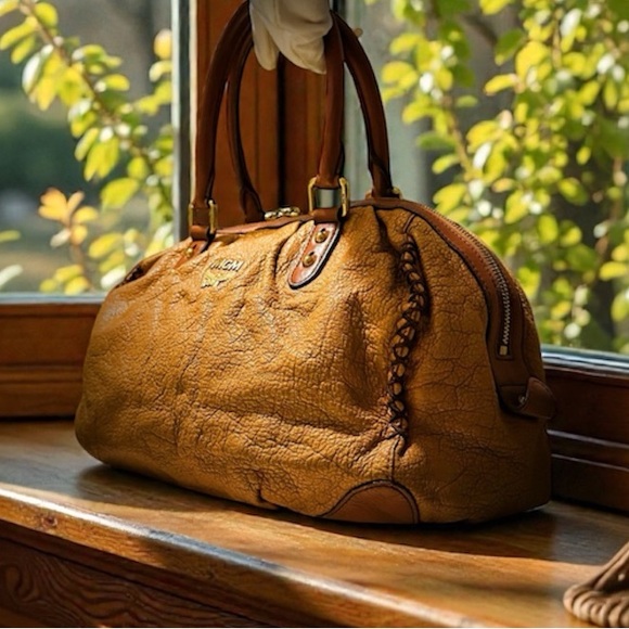 MCM Handbags - Vintage MCM Rich Brown Leather Satchel shoulder bag tote bag